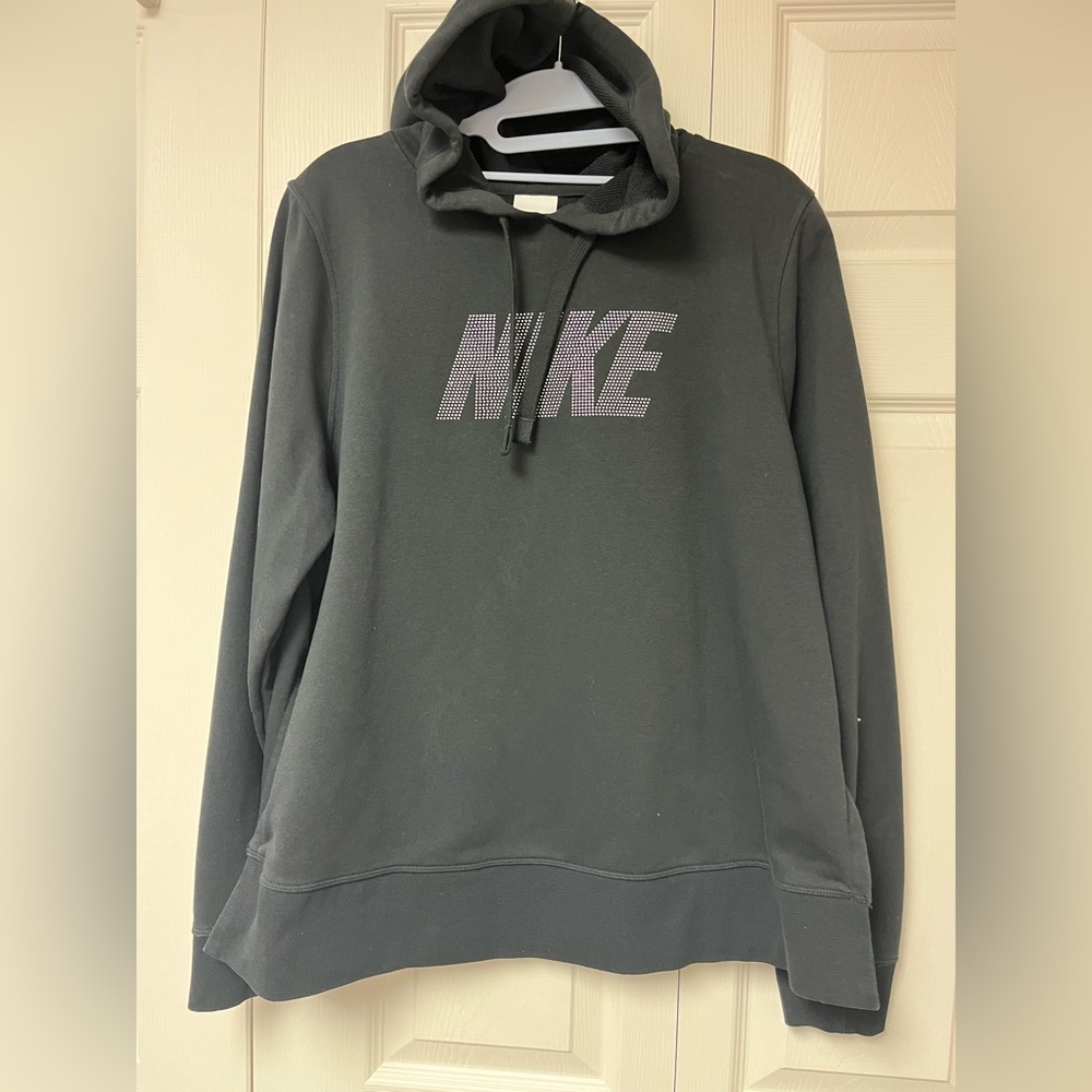 Black Nike oversize hoodie with silver NIKE - size M